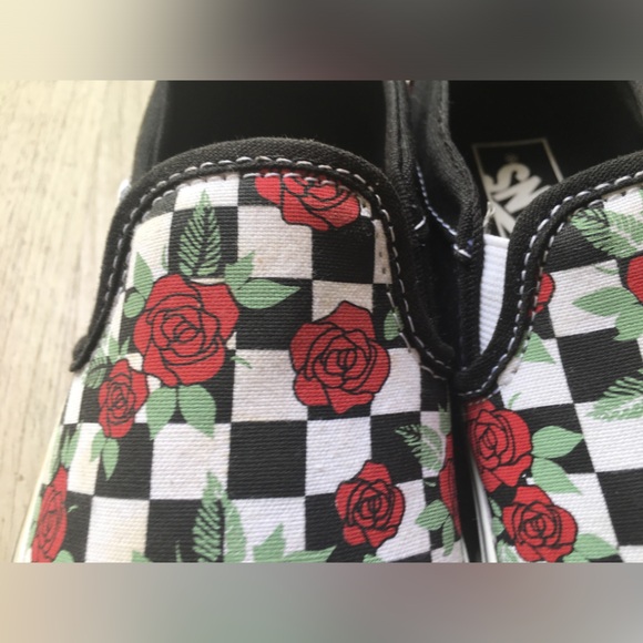 Vans Asher Checkerboard Roses Slip-On Women’s Size 7 - Picture 14 of 15